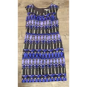 Boden Purple and Black Patterned Sheath Dress